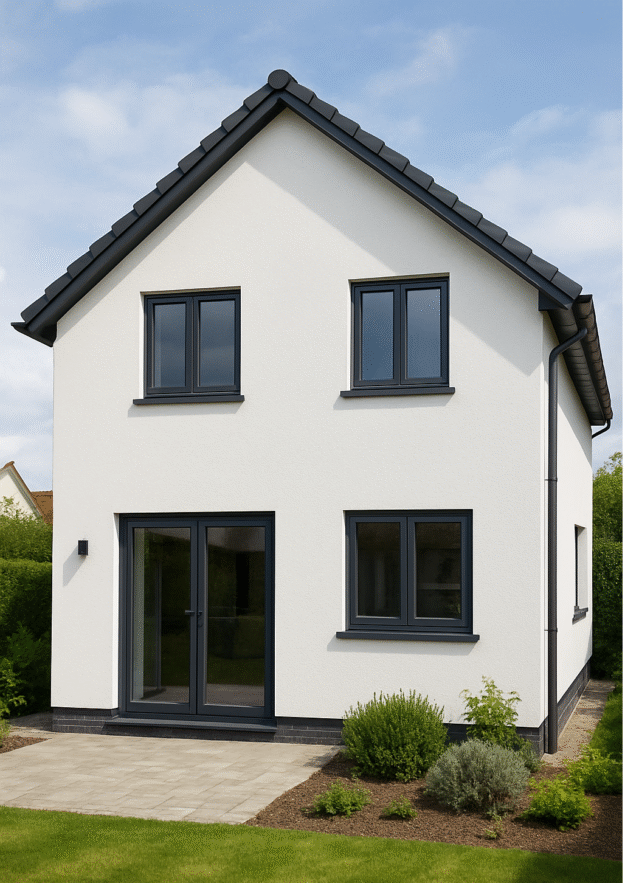 Casa cu geamuri gri antracit Casa cu geamuri gri antracit