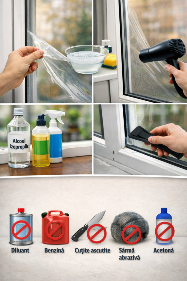 cu ce se ia folia de pe geamuri termopan